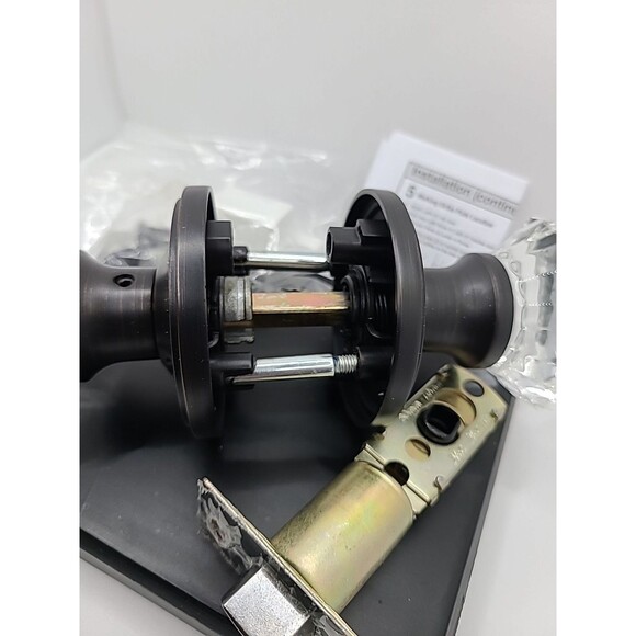 Elegant Oil Bronze Black Diamond Glass Door Knob Set with Plate - Picture 5 of 7